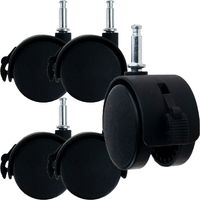 Kółka Meblowe Obrotowe Gumowe Kółko Do Fotela Szafki Zestaw 5 Sztuk Czarne