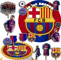 ZESTAW OPŁATEK NA TORT 20CM + TOPPERY PAPIEROWE - FC BARCELONA 15CM 18CM