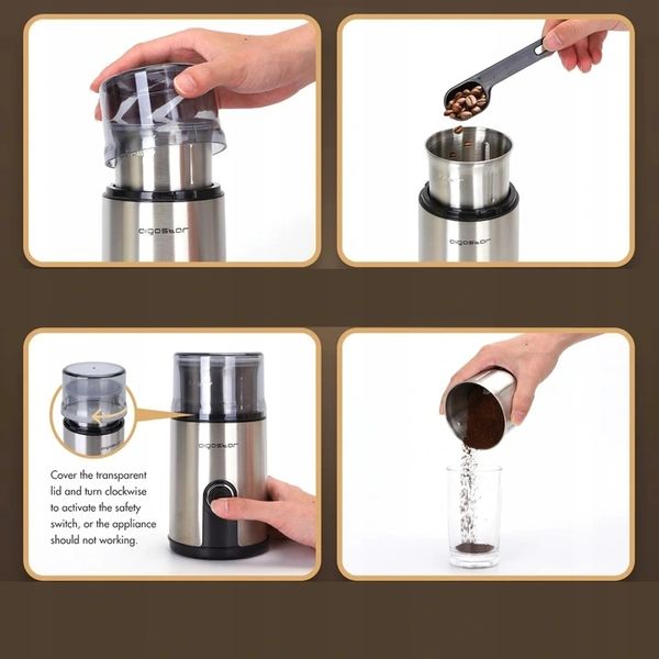 Młynek Do Kawy Ziół Zbóż Lnu Pieprzu Aigostar 200W zdjęcie 2