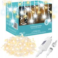 LAMPKI SOPLE BIAŁE CIEPŁE 300LED KURTYNA ŚWIETLNA FLASH ZEWNĘTRZNE TIMER