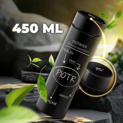 Kubek Termiczny z Grawerem Wyświetlacz 450ml Termos z Zaparzaczem na Kawę na Arena.pl