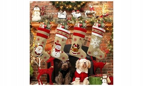 4x SKARPETY Skarpeta ŚWIĄTECZNE PREZENTY KOMINEK OZDOBNA GWIAZDOR DEKORACJA na Arena.pl