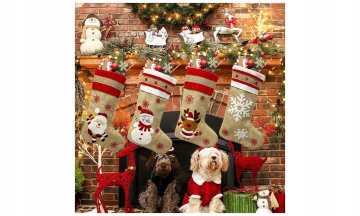 4x SKARPETY Skarpeta ŚWIĄTECZNE PREZENTY KOMINEK OZDOBNA GWIAZDOR DEKORACJA zdjęcie 3