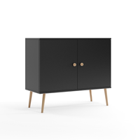 Komoda skandynawska z drzwiami na wysokich nogach - Czarny mat