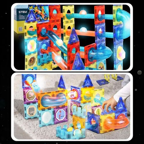 Klocki magnetyczne konstrukcyjne 49el 3D edukacyjne duży zestaw dla dzieci na Arena.pl