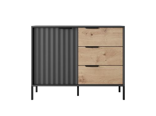 Nowoczesna KOMODA RAW d3s 103 czarny/dąb artisan na Arena.pl