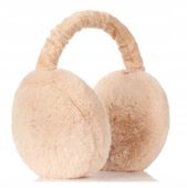 Nauszniki pluszowe futrzane futerko ciepłe na zimę damskie beżowe