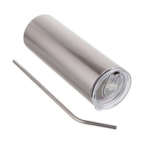 Kubek 600 ml ze słomką do sublimacji - srebrny na Arena.pl