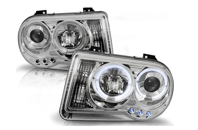 NOWE LAMPY Reflektory Do CHRYSLER 300C OD 2005- Soczewki Ringi Chrome zdjęcie 1