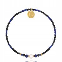 Bransoletka damska czarna By Dziubeka lapis lazuli 17cm