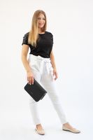 Eleganckie spodnie z kokardą Amelia Białe UNI DUŻY