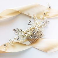 GRZEBYK złoty z perełkami cyrkoniami kryształkami