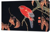 Obraz 90x60cm Red Parrot, Jakuchu Japoński Vintage do Salonu