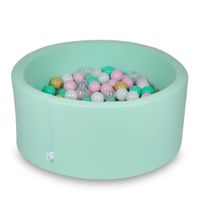 Suchy basen 90x40cm miętowy z piłeczkami 300szt (białe, jasnoróżowe, przezroczyste, beżowe, miętowe)