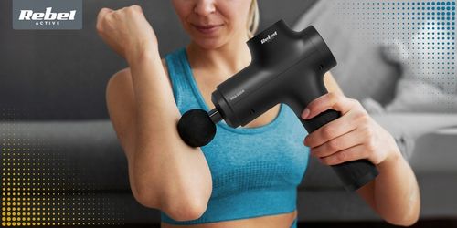 PISTOLET DO MASAŻU MASAŻER DO PLECÓW CIAŁA STÓP MASSAGE GUN REBEL ACTIVE na Arena.pl