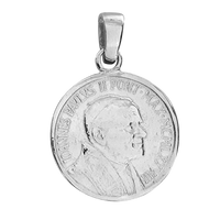 SREBRNY MEDALIK Z PAPIEŻEM JAN PAWEŁ II SREBRO PRÓBY 925