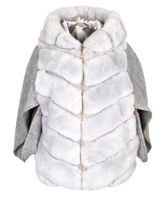 Futerko z królika damski skórzany kożuch z kapturem zimowy ciepły Bukowski Rozmiar odzieży M