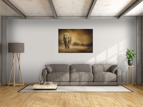 Obraz Wędrujące słonie 100x70 PŁÓTNO na Arena.pl