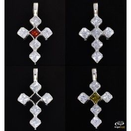 SREBRNY KRZYŻYK OZDOBNY Z CYRKONIAMI SREBRO PRÓBY 925 DOSTĘPNY W RÓŻNYCH KOLORACH zdjęcie 6