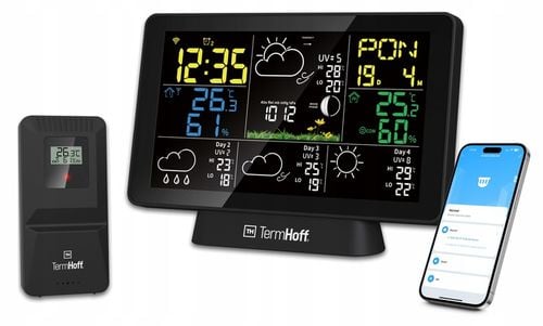 Stacja Pogody WiFi TUYA TermHoff TH-WS7 Barometr Alarm Zegar J. Polski na Arena.pl