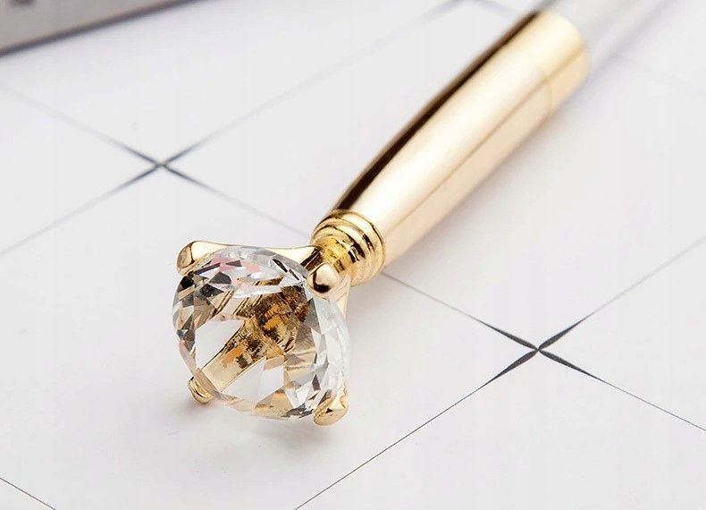 długopis Z DIAMENTEM i KRYSZTAŁKAMI biały damski zdjęcie 3
