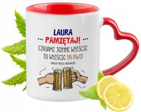 Dla Laury Kubek Czerwony Z Uszkiem W Kształcie Serca Na Prezent