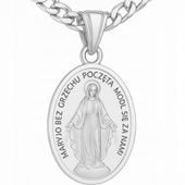 Naszyjnik srebrny medalik Komunia Chrzest grawer