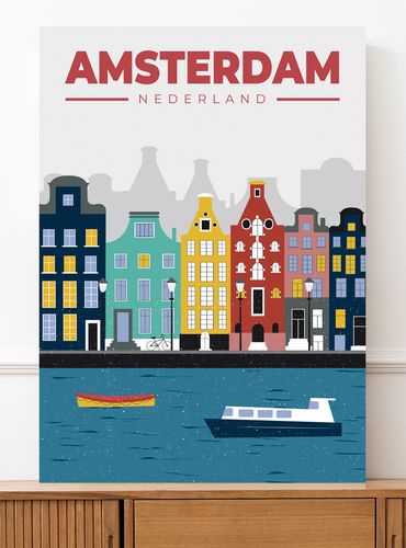 Plakat ilustracja mapa Amsterdam 40x50 cm na Arena.pl