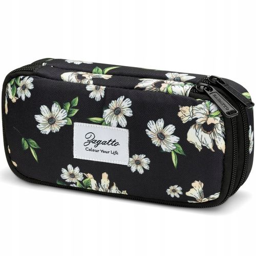 Piórnik dwukomorowy w kwiaty saszetka do szkoły dwie komory pojemny ZAGATTO na Arena.pl