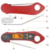 Termometr Kuchenny Skladany -50°C do 300°C 2x Sondy Stal-304 LCD Alarm IPX7