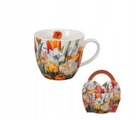 Kubek porcelanowy do kawy herbaty duży 460 ml w koszyczku