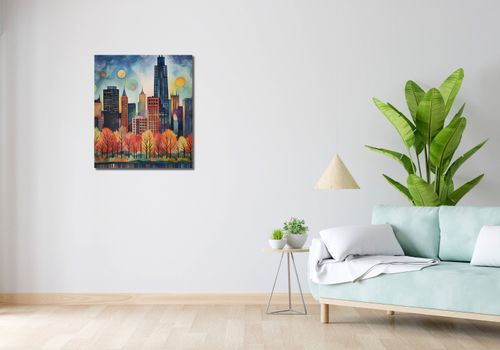 Obraz 60x70cm Panorama Malowniczego Miasta na Arena.pl