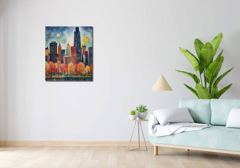 Obraz 60x70cm Panorama Malowniczego Miasta zdjęcie 2