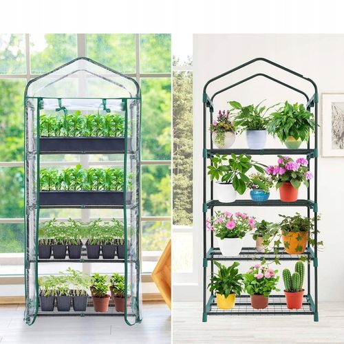 MINI SZKLARNIA FOLIA BALKONOWA 4 Półki 160x70x50cm Rośliny Kwiaty Sadzonki na Arena.pl