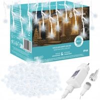 SOPLE 200 LED LAMPKI ZEWNĘTRZNE 10,5M FLASH KURTYNA GIRLANDA ŚWIETLNA BIAŁE