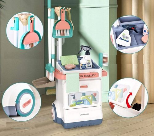 Zestaw do sprzątania dla dzieci odkurzacz wózek mop wiaderko akcesoria 20w1 na Arena.pl