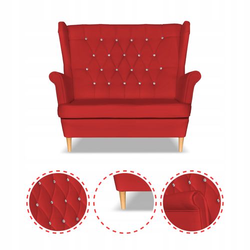 Zestaw uszak Gaja ekoskóra skaj sofa fotele pufy czerwony na Arena.pl