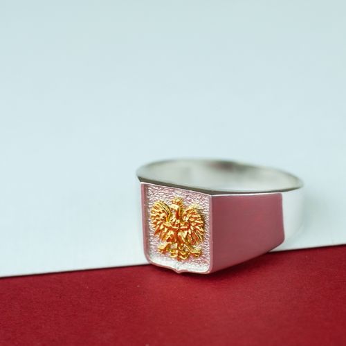 SREBRNY SYGNET Z ORŁEM PATRIOTYCZNY + GRAWER SREBRO PRÓBY 925 POZŁACANY ORZEŁ na Arena.pl