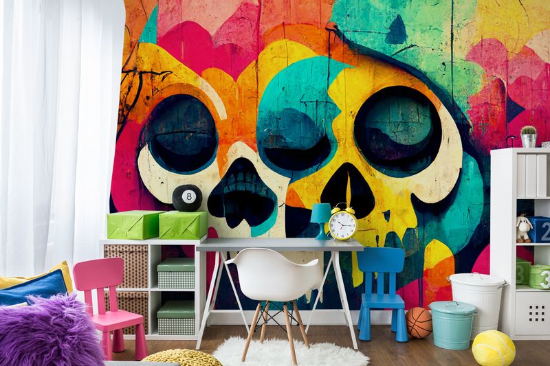 Fototapeta Młodzieżowa GRAFFITI Czaszkami Abstrakcja 90cm x 60cm zdjęcie 4