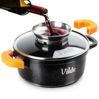 Garnek Granitowy z Pokrywką do Gotowania Duszenia Pieczenia 16 cm 1,2L