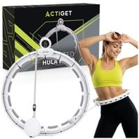 Hula hop z obciążeniem 16 elementów składane, z wypustkami i licznikiem fitness, biało-szare