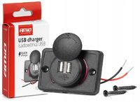 Ładowarka samochodowa z gniazdem 2x USB czerwone światło kwadratowa 12V 24V