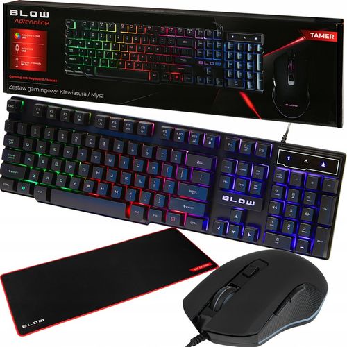 ZESTAW GAMINGOWY DLA GRACZA KLAWIATURA MYSZKA PODKŁADKA SŁUCHAWKI MIKROFON na Arena.pl