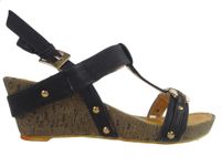 Czarne sandały damskie na korku eco skóra 37