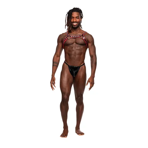 male power leo harness regulowane szelki z imitacji skory czarne na Arena.pl