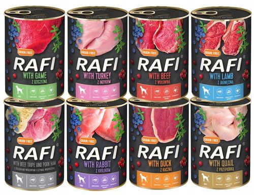 RAFI BEZ ZBÓŻ mokra karma PUSZKI DOLINA NOTECI MIX SMAKÓW DLA PSA na Arena.pl