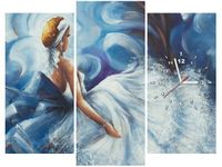 90CM 70 ZEGAR 3 ELEM BŁĘKITNA DAMA SCIENNY DRUK