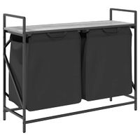 Kosz na pranie 2 przegrody z półką, szary dąb sonoma