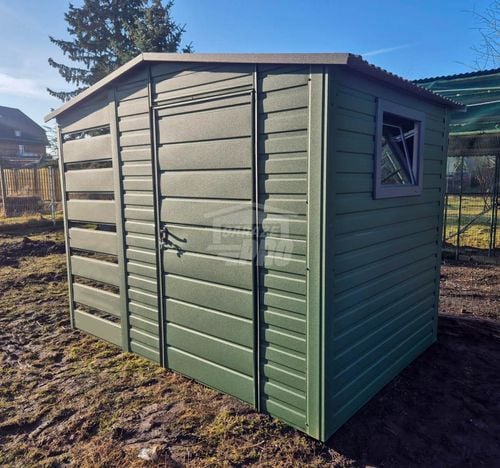 Schowek domek ogrodowy 2x2m + wiata 1m drzwi okno dach GP604 na Arena.pl