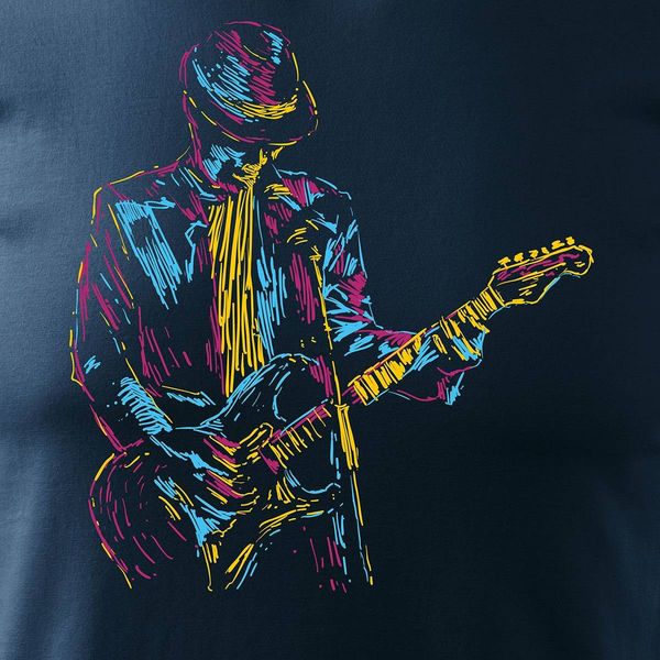Koszulka rock rockowa jazz z gitarą dla gitarzysty męska granatowa REGULAR S zdjęcie 2